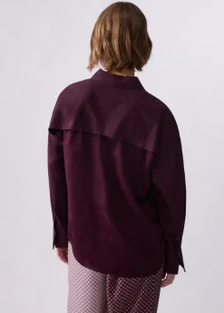 Camicia con inserto in raso jacquard
