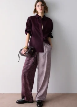 Camicia con inserto in raso jacquard