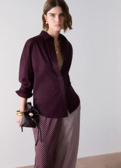 Camicia con inserto in raso jacquard