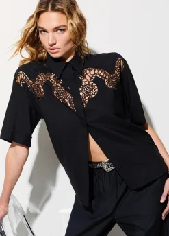 Camicia con ricamo traforato