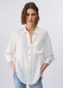 Camicia con tasca in raso