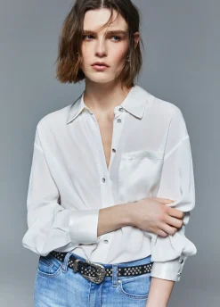 Camicia con tasca in raso