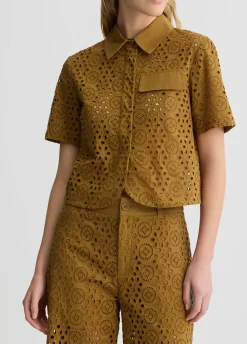 Camicia cropped in sangallo