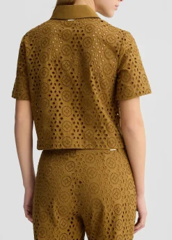 Camicia cropped in sangallo