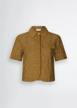 Camicia cropped in sangallo