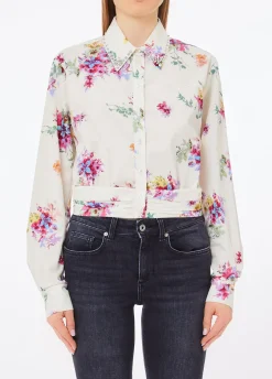 Camicia floreale con ricami gioiello