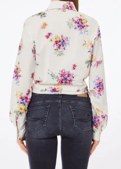 Camicia floreale con ricami gioiello
