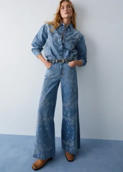 Camicia in denim con ricami