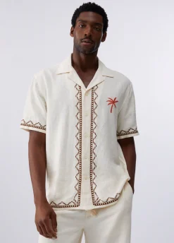 Camicia in lino con ricami