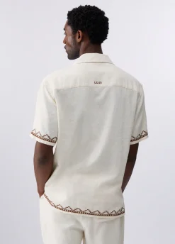 Camicia in lino con ricami