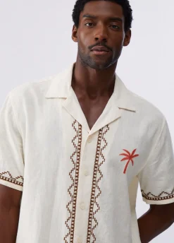 Camicia in lino con ricami