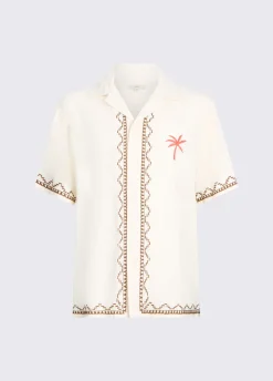 Camicia in lino con ricami