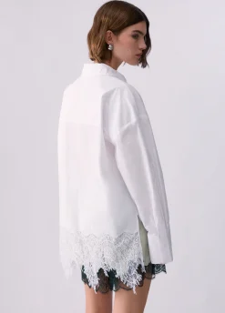 Camicia in popeline con pizzo