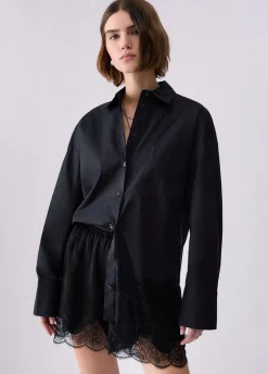 Camicia in popeline con pizzo