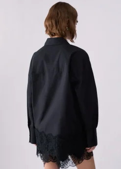 Camicia in popeline con pizzo