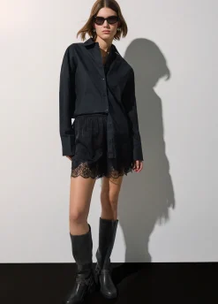Camicia in popeline con pizzo