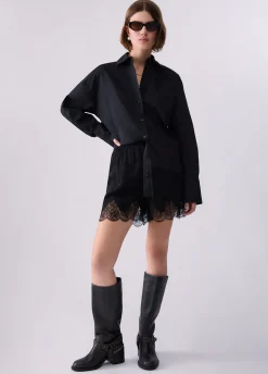 Camicia in popeline con pizzo