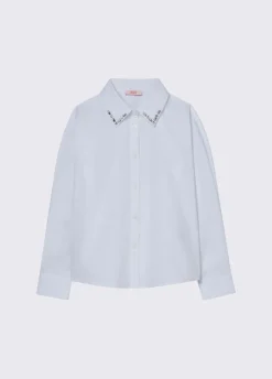 Camicia in popeline con ricami gioiello