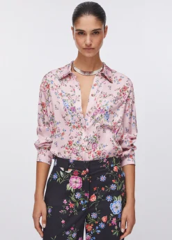 Camicia in raso a fiori