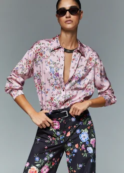 Camicia in raso a fiori