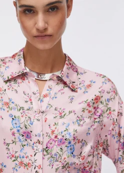 Camicia in raso a fiori