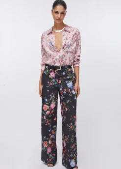 Camicia in raso a fiori