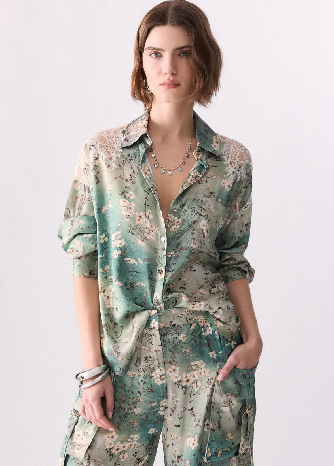Camicia in raso stampato