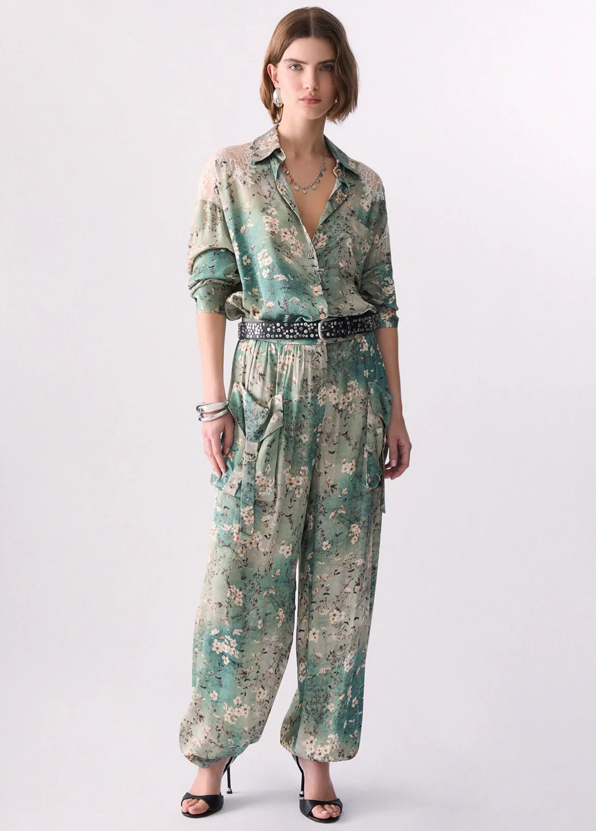 Camicia in raso stampato