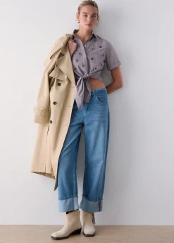 Camicia in vichy con ricami gioiello