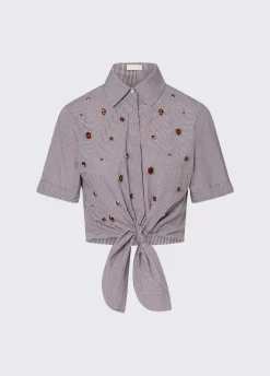 Camicia in vichy con ricami gioiello