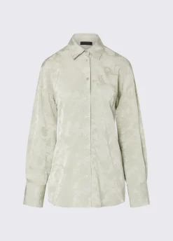 Camicia jacquard con ricami gioiello