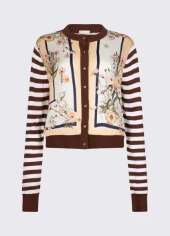 Cardigan con inserto in twill stampato