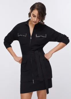 Cardigan con zip e cintura