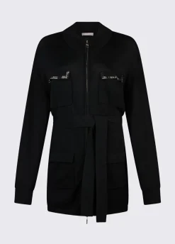 Cardigan con zip e cintura
