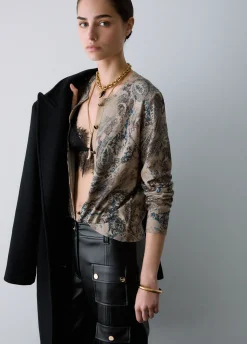 Cardigan in maglia stampata