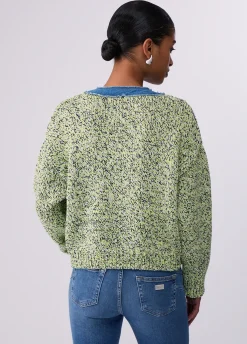 Cardigan mouliné con bottoni gioiello