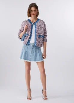 Cardigan mouliné con bottoni gioiello