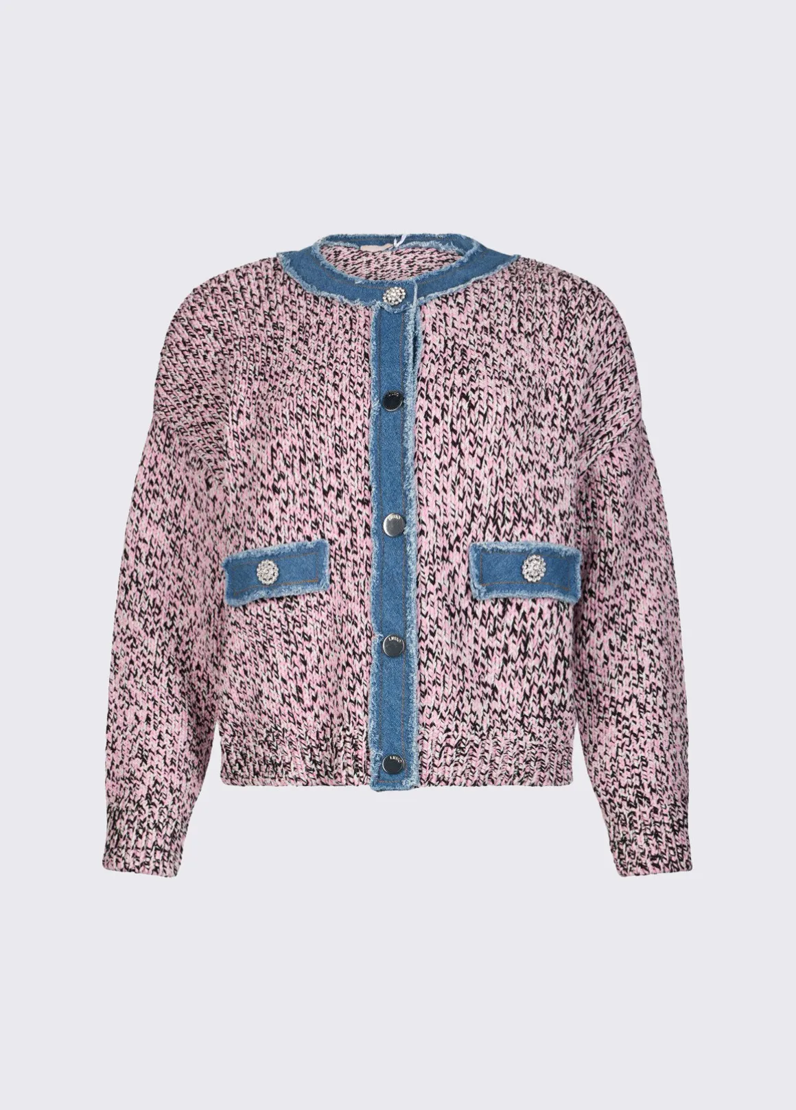 Cardigan mouliné con bottoni gioiello