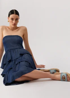 Ciabatte in denim con maxi logo