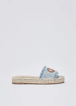 Ciabatte in denim con maxi logo