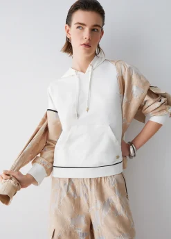 Felpa con cappuccio e dettagli in organza