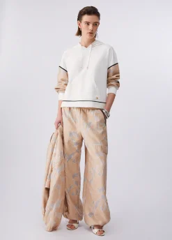 Felpa con cappuccio e dettagli in organza