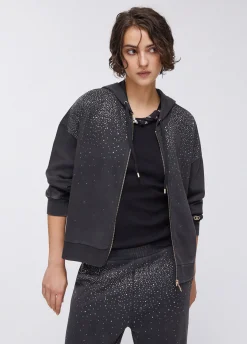 Felpa con cappuccio e strass