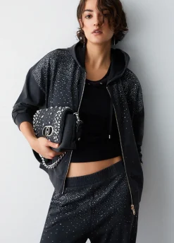 Felpa con cappuccio e strass