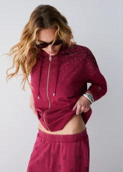 Felpa con cappuccio e strass
