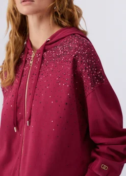 Felpa con cappuccio e strass