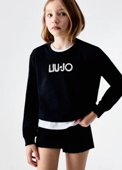 Felpa con logo e strass