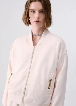Felpa con zip e dettagli chain