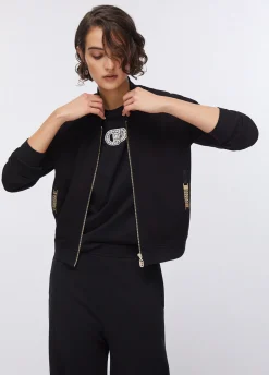 Felpa con zip e dettagli chain