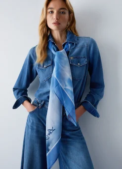 Foulard grande con stampa floreale